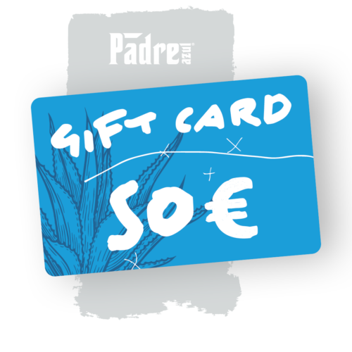 The blue Padre Azul Gift Card 50€ on a gray background